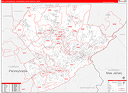 East Stroudsburg Metro Area Wall Map Red Line Style